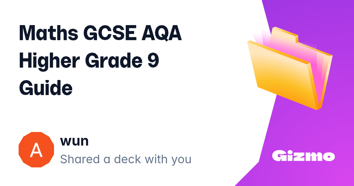 Maths Gcse Aqa Higher Grade 9 Guide Flashcards Maths gcse aqa higher grade 9 guide flashcards