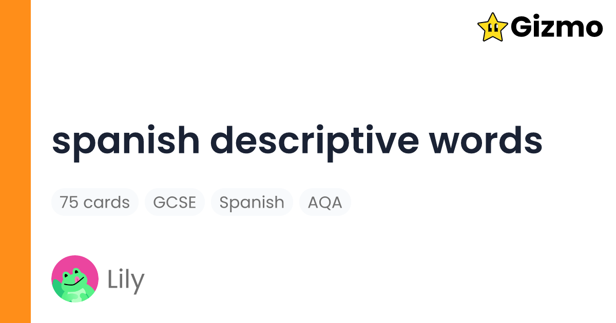Spanish Descriptive Words Flashcards spanish-descriptive-words-flashcards