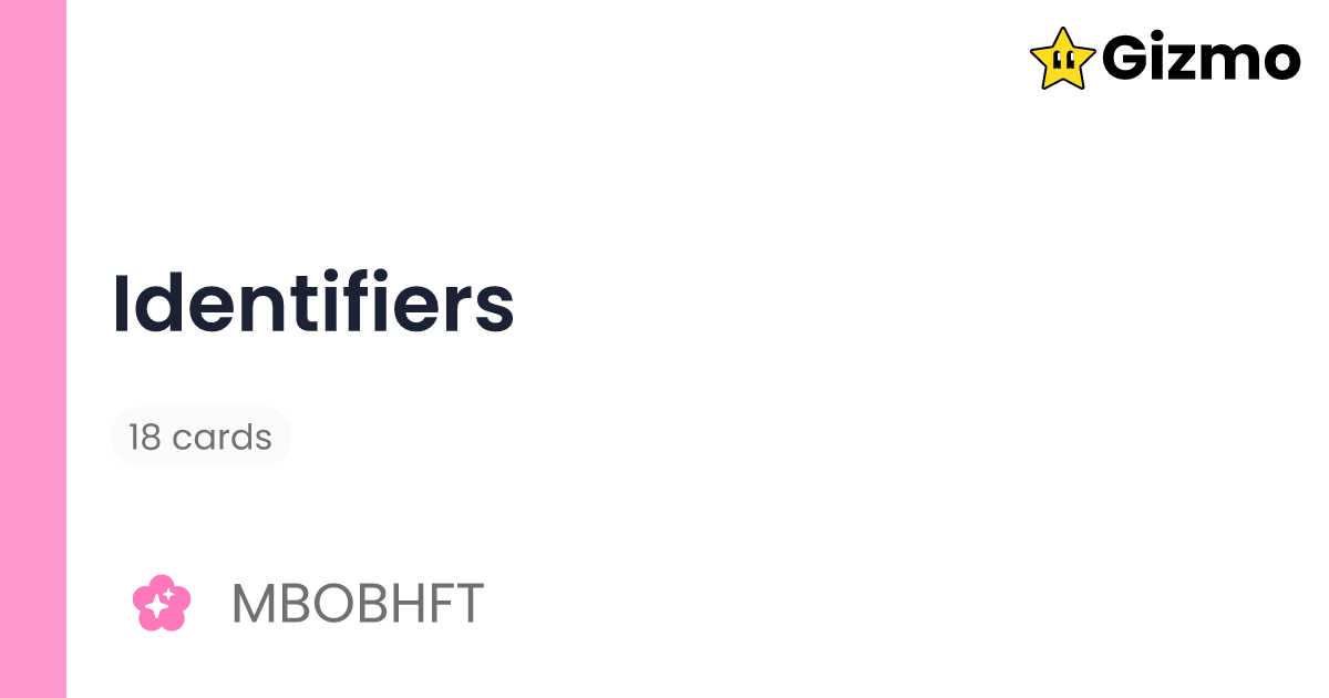 Identifiers | Flashcards