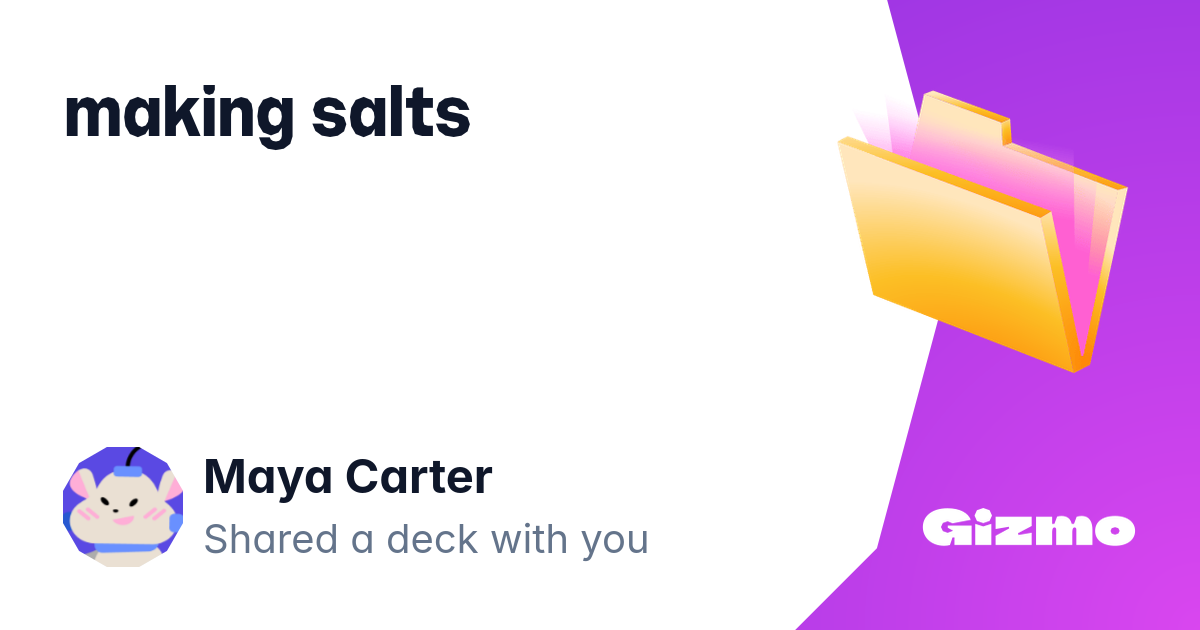 Salt Flash Card Making Salts | Flashcards