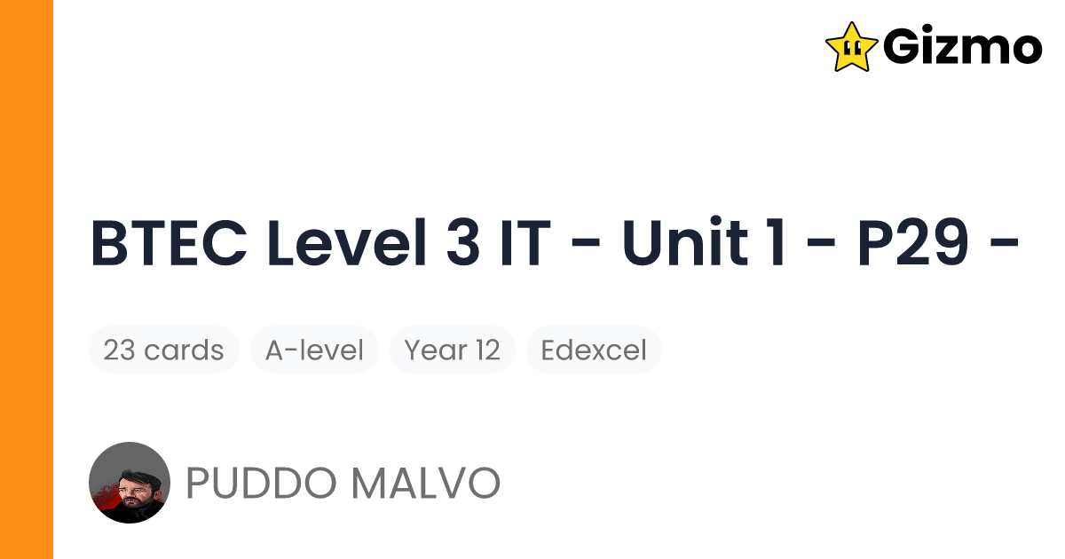 Btec level 3 it unit 1 p29 flashcards