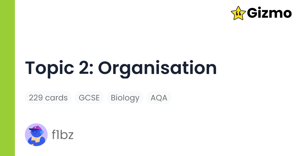 Topic 2 organisation flashcards