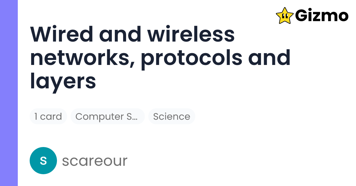 Wired and Wireless Networks, Protocols and Layers | Flashcards