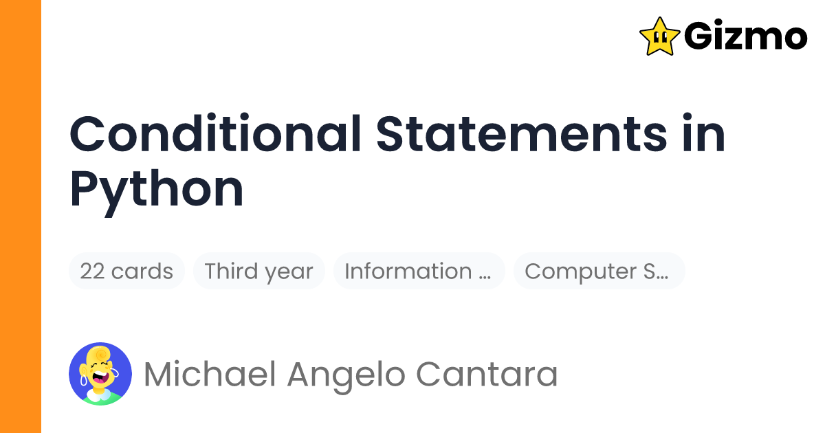 Conditional Statements in Python | Flashcards image.