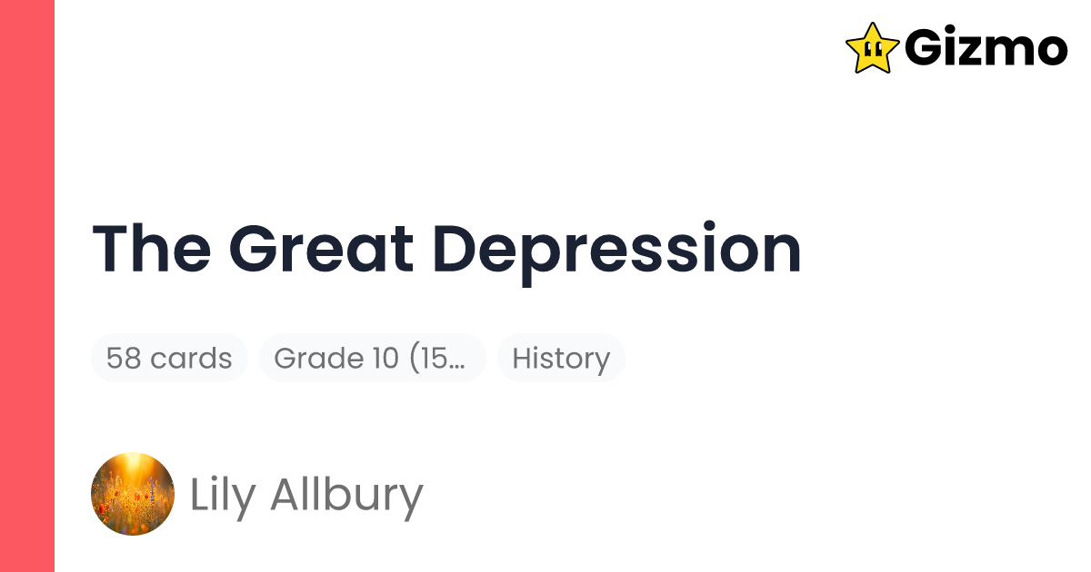 The great depression flashcards