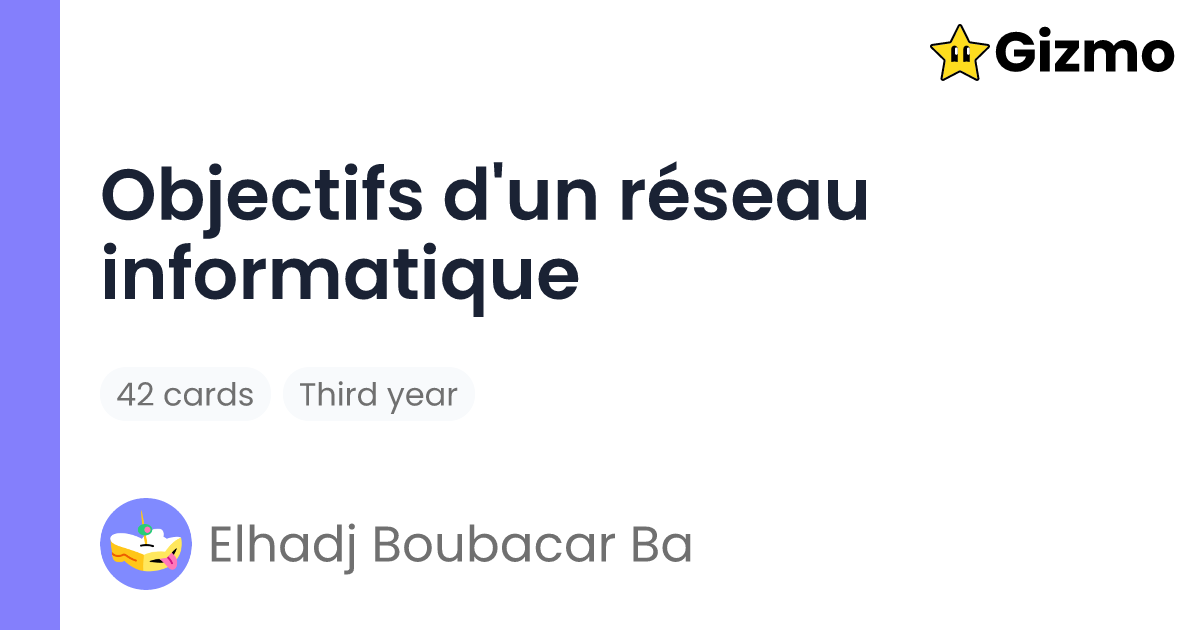 Objectifs D'un Réseau Informatique | Flashcards