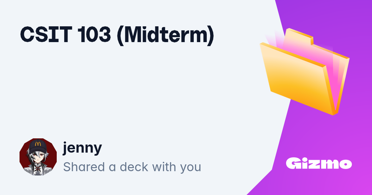 Csit 103 midterm Flashcards Csit 103 midterm flashcards