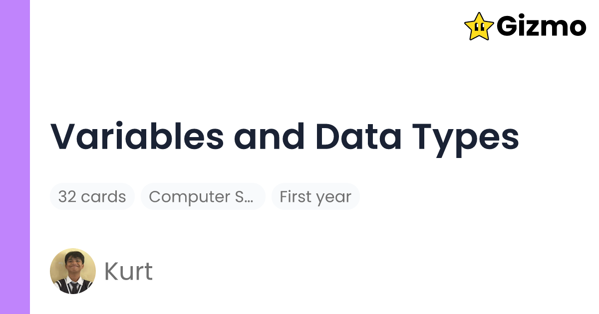 Variables and Data Types | Flashcards