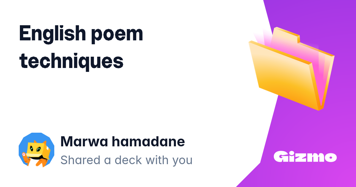 English Poem Techniques Flashcards English poem techniques flashcards